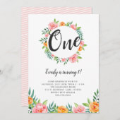 Fleurs joyeuses Invitation Anniversaire (Devant / Derrière)