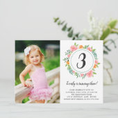 Fleurs joyeuses Photo Anniversaire Invitation (Debout devant)