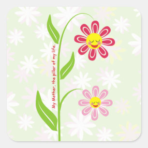 Fleurs joyeuses sticker personnalisé Fête des Mère