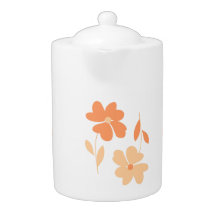 Fleurs jumelles grande théière - pêche