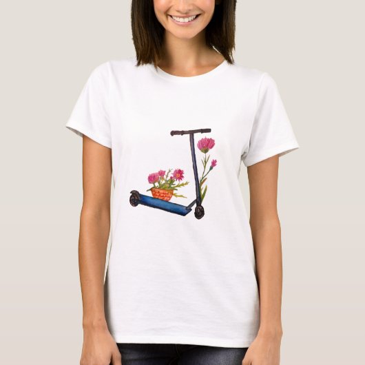 Fleurs & Kick Scooter Eco Friendly Summer T-Shirt (Devant)