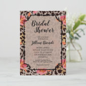 Fleurs Leopard Poster de animal Invitations Fêtes (Debout devant)