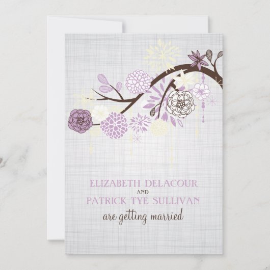 Fleurs Lilac et crème Faire-part de mariage rustiq (Dos)