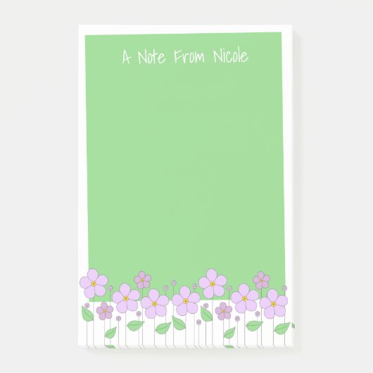 Fleurs Lilac et notes vertes post-it (Devant)
