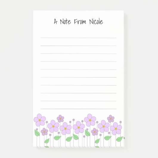 Fleurs Lilac Papier Lined Post-It Notes (Devant)