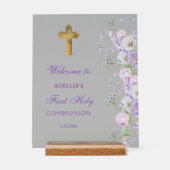Fleurs Lilac Première communion Bienvenue (Recto)