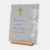 Fleurs Lilac Première communion Bienvenue (Angle)