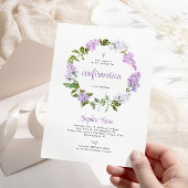 Fleurs Lilac Rustiques Confirmation Invitation