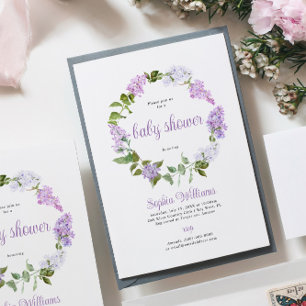 Fleurs Lilac Rustiques Invitation Baby shower