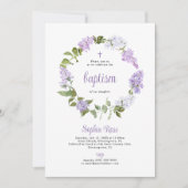 Fleurs Lilac Rustiques Invitation Baptême (Devant)
