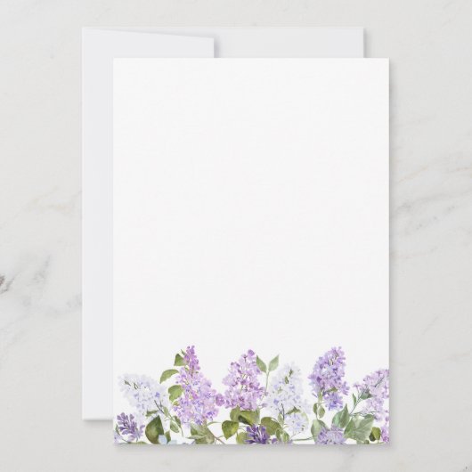 Fleurs Lilac Rustiques Invitation Baptême (Dos)