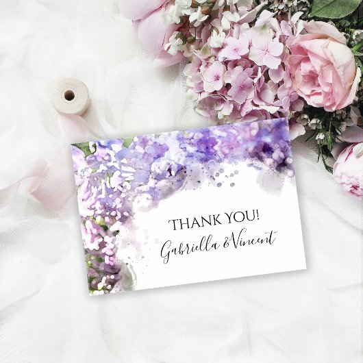 Fleurs Lilac violet Aquarelle Mariage Merci
