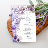 Fleurs Lilac Violet Mariage d'aquarelle Menu