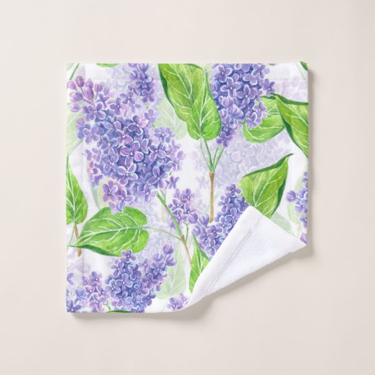 Fleurs lilas aquarelles (Gant de toilette)