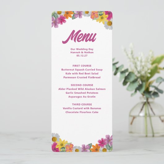 Fleurs lumineuses Mariage tropical Mariage de menu (Debout devant)