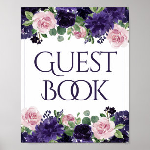 Fleurs luxuriantes Panneau du livre d'or violet