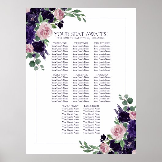 Fleurs luxuriantes | Tableau de sièges rose pourpr (Devant)