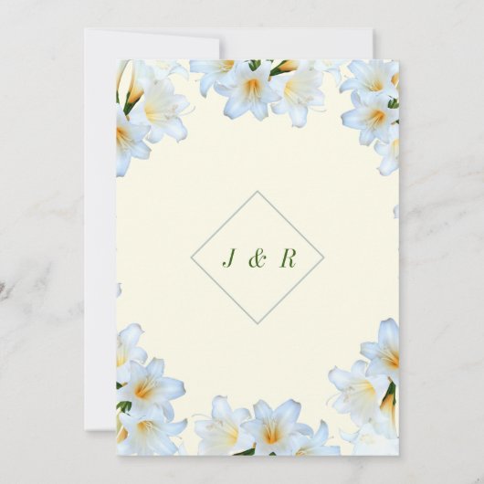 Fleurs Lys Blanches Faire-part de mariage encadrée (Dos)