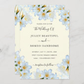 Fleurs Lys Blanches Faire-part de mariage encadrée (Devant / Derrière)