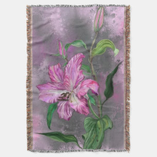 Fleurs Lys Violets Rose Jeter Couverture