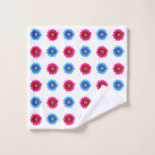 Fleurs Magenta et Turquoise élégantes sur blanc (Gant de toilette)