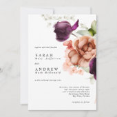 Fleurs Magenta Faire-part de mariage minimal moder (Devant)