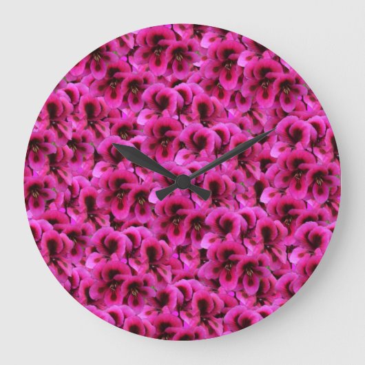 Fleurs Magenta Géranium, Grande horloge murale (Recto)