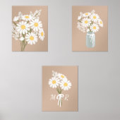Fleurs marguerites blanches Monogramme Beige Set d (Recto)