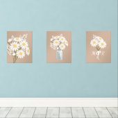 Fleurs marguerites blanches Monogramme Beige Set d (Parquet)