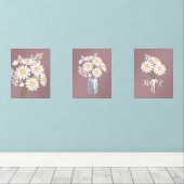 Fleurs marguerites blanches Monogramme Rosy Ensemb (Parquet)