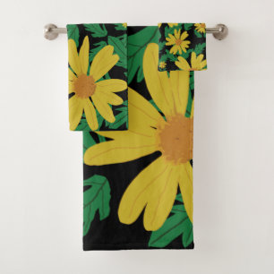 Fleurs marguerites jaunes avec serviette de bain f