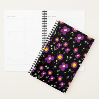 Fleurs marguerites violet jaune Brown noir