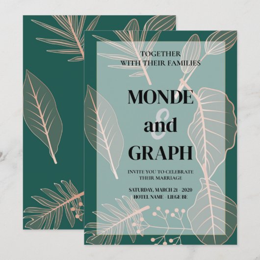 Fleurs Mariage Invitations Art (Devant / Derrière)