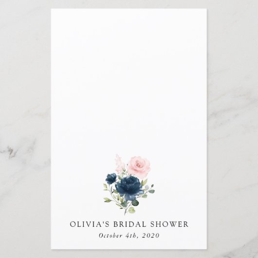 Fleurs Marine, Fleurs Roses, Menu Fête des mariées (Dos)