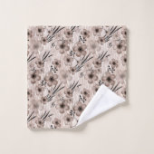 Fleurs marron beige motif sur le tigre arrière - p (Gant de toilette)