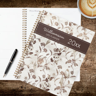 Fleurs Marron et Blanc Vintage