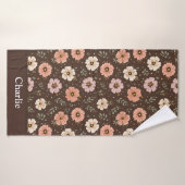 Fleurs marron personnalisées (Serviette de bain)