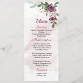 fleurs mauves roses verdure menu mariage (Devant)