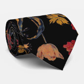 Fleurs Médiévales Sur Cravate Noire (Roulé)