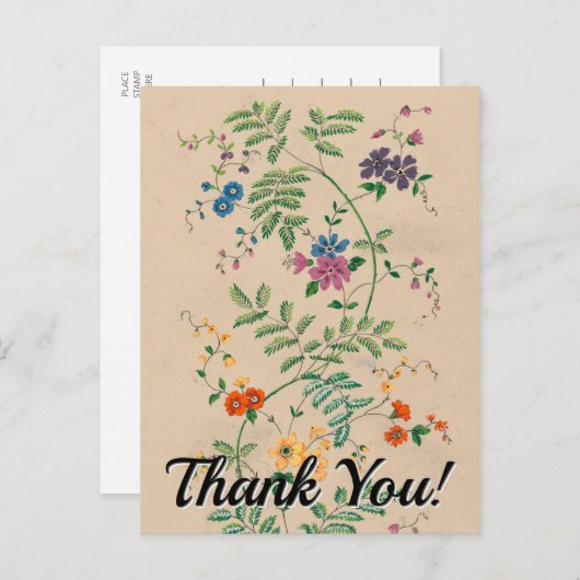 Fleurs + "Merci !" Carte postale (Devant / Derrière)