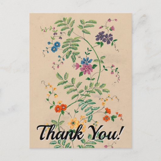 Fleurs + "Merci !" Carte postale (Devant)