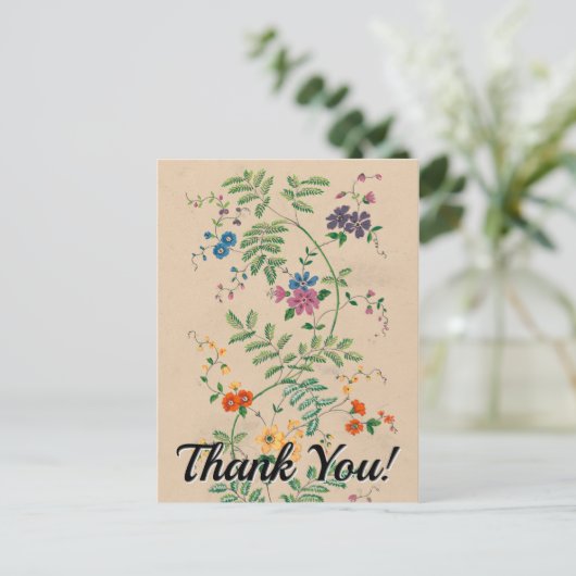 Fleurs + "Merci !" Carte postale (Debout devant)