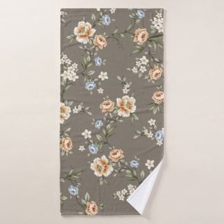 fleurs mignonnes avec motif feuille sur fond gris