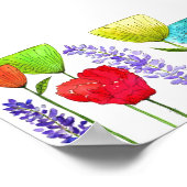 Fleurs mignonnes et colorées et affiche d'oiseaux (Coin)