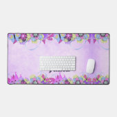 Fleurs mignonnes et papillons sur violet (Clavier et souris)