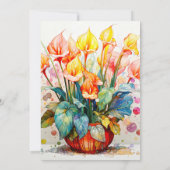 Fleurs mignonnes Potées Invitations de fête d'anni (Dos)