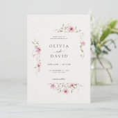 Fleurs minimalistes Élégante invitation de mariage (Debout devant)