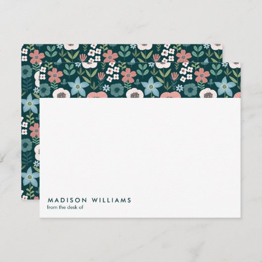 Fleurs minimes Carte moderne design (Devant / Derrière)