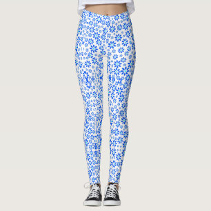 Fleurs minuscules Motif.Bleu 01.b Leggings BG blan