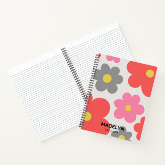 Fleurs mites Script personnalisé Carnet spiral